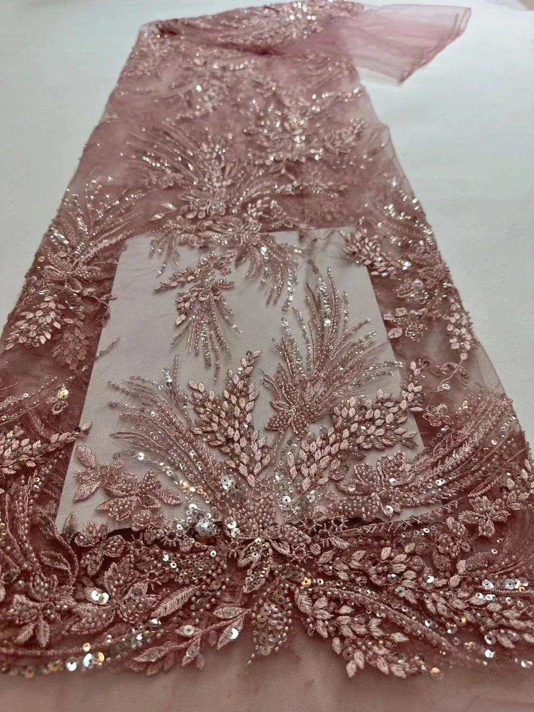 5 YARDS / 10 COLORS / Kialmore Floral Sequin Beaded Embroidery Tulle Mesh Lace Dress Fabric