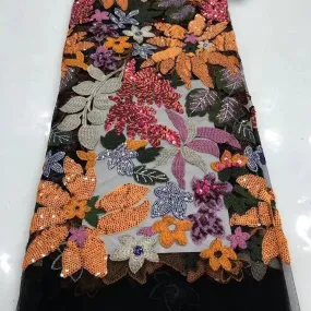 5 YARDS / 7 COLORS / Rayhana Multi Color Garden Flower Beaded Glitter Embroidery Mesh Lace Party Wedding Party Prom Bridal Dress Fabric