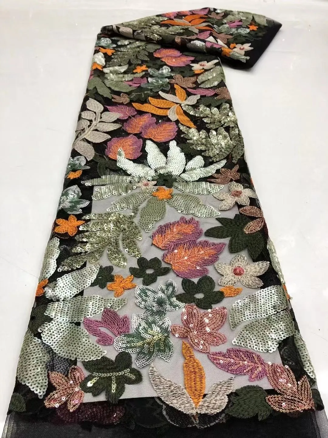 5 YARDS / 7 COLORS / Rayhana Multi Color Garden Flower Beaded Glitter Embroidery Mesh Lace Party Wedding Party Prom Bridal Dress Fabric