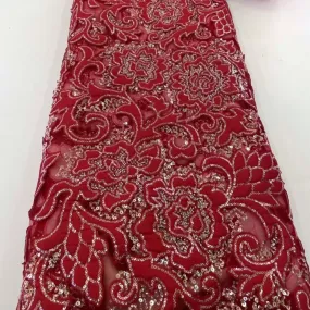 5 YARDS / 8 COLORS / Darine Velvet Outlined Flower Beaded Glitter Embroidery Mesh Lace Wedding Party Prom Bridal Dress Fabric