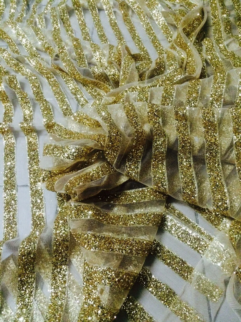 5 YARDS / Olive Floral Embroidery Glitter Mesh Lace Wedding Party Dress Fabric