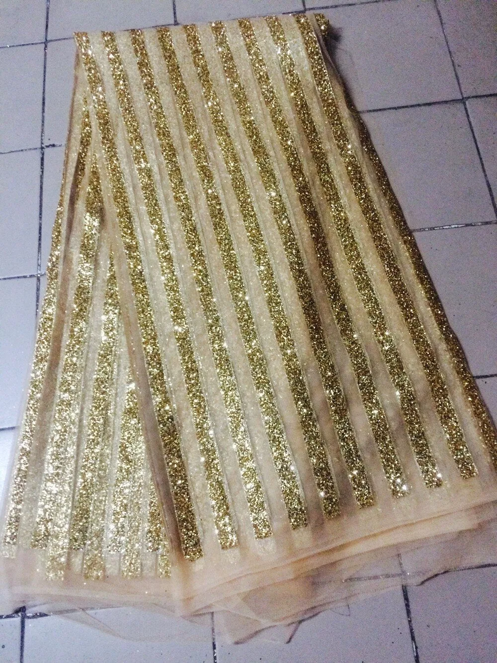 5 YARDS / Olive Floral Embroidery Glitter Mesh Lace Wedding Party Dress Fabric