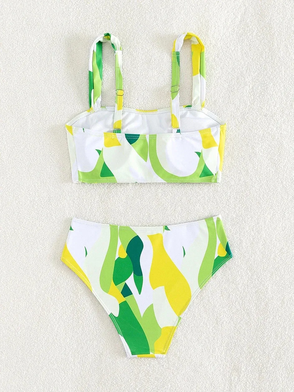 Abstract Art High-Waisted Two-Piece Swimsuit
