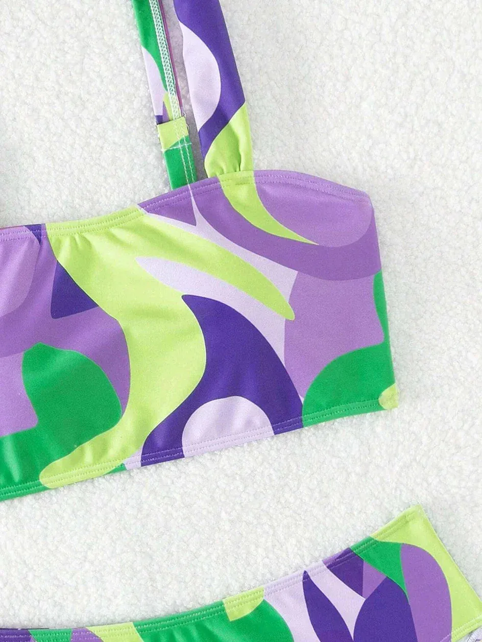 Abstract Art High-Waisted Two-Piece Swimsuit