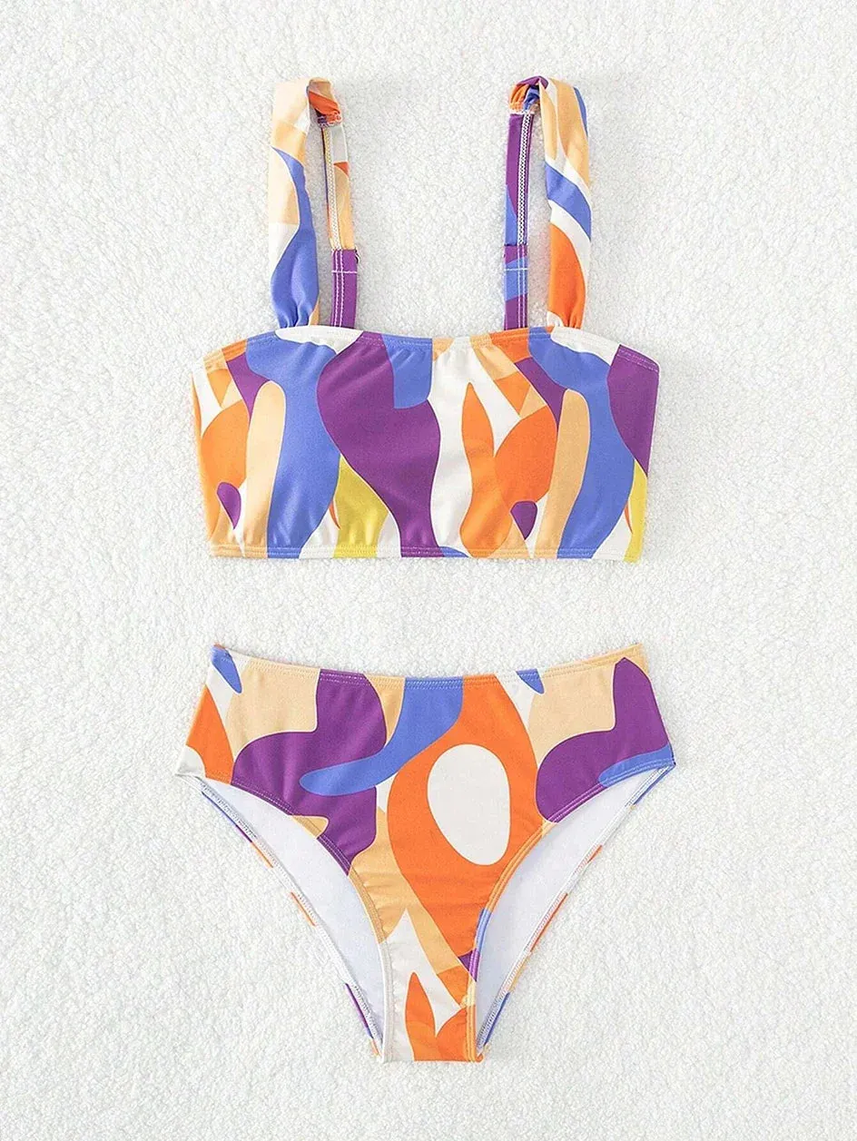 Abstract Art High-Waisted Two-Piece Swimsuit