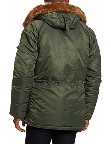 Alpha Industries Men's N-3B Slim-Fit Parka Jacket with Removable Faux-Fur Hood Trim, Sage/Orange, 4X-Large