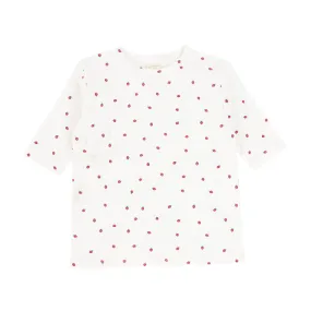 Analogie Strawberry T-Shirt Three Quarter Sleeve - White