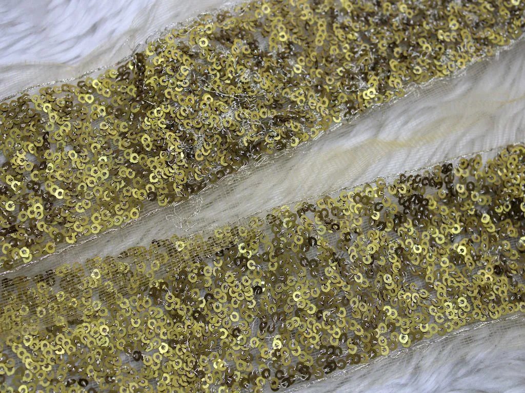Antique Golden Sequins Work Embroidered Border