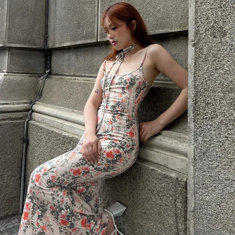 Backless Fitted Floral Cami Dress