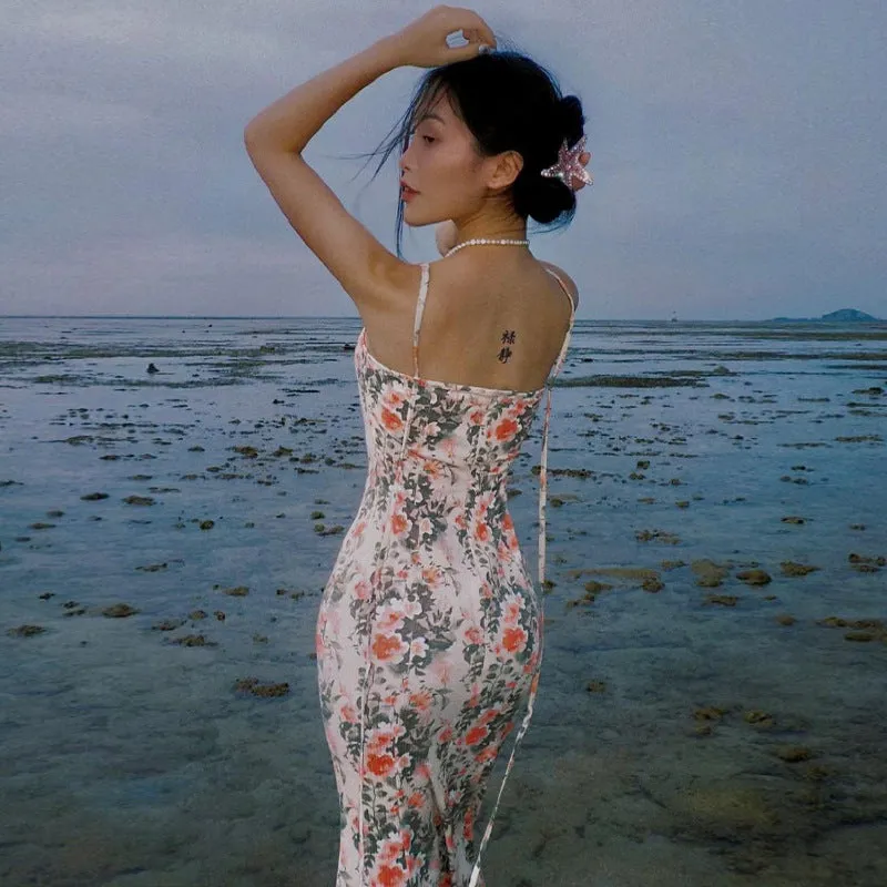 Backless Fitted Floral Cami Dress