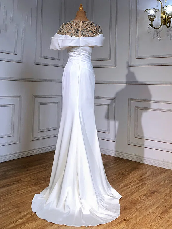 Beaded Satin Prom Dresses Pleated Evening Dresses 21207