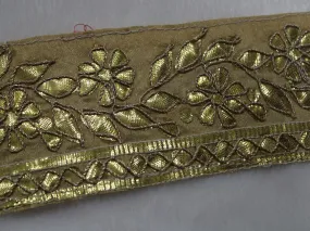 Beige Floral Gota Work Embroidered Border