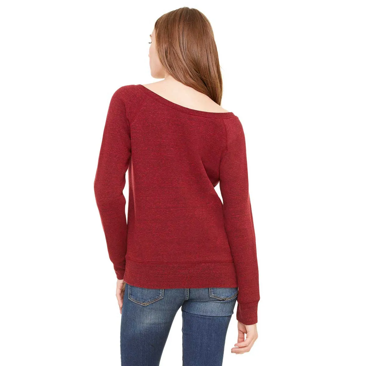 Bella   Canvas Women's Cardinal Triblend Wide Neck Sweatshirt
