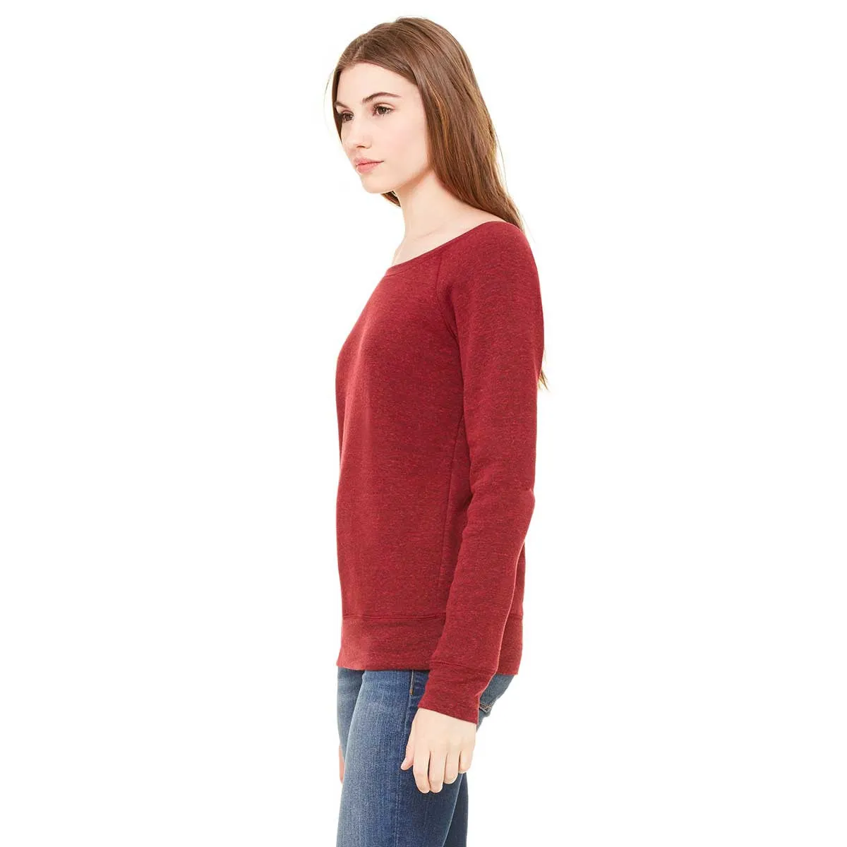 Bella   Canvas Women's Cardinal Triblend Wide Neck Sweatshirt