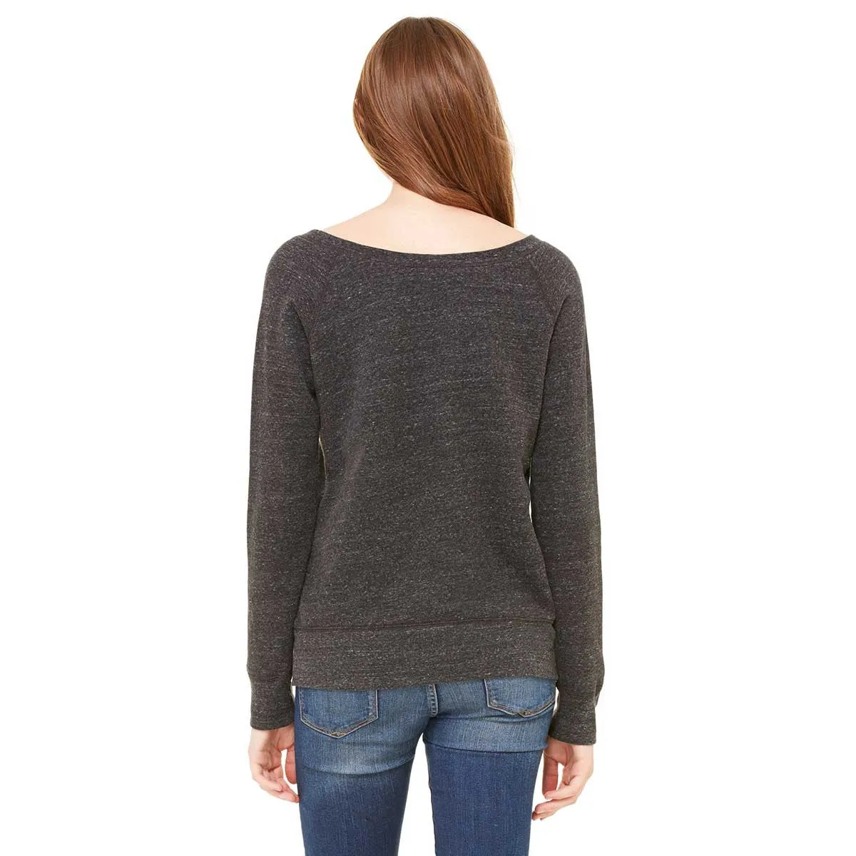 Bella   Canvas Women's Charcoal-Black Triblend Wide Neck Sweatshirt