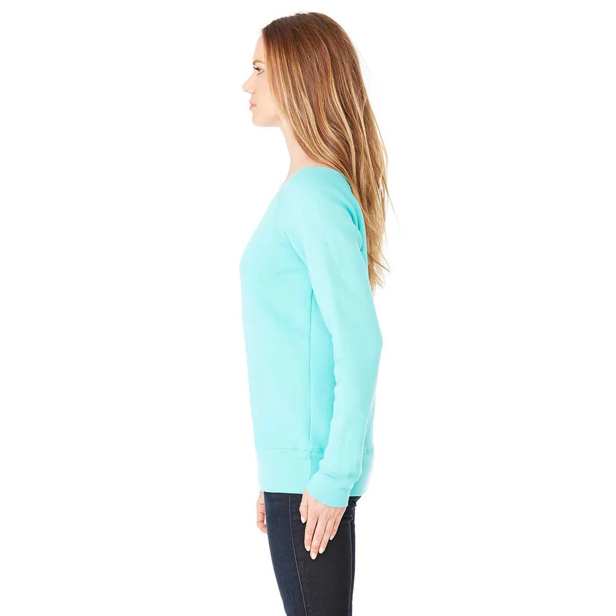 Bella   Canvas Women's Teal Wide Neck Sweatshirt