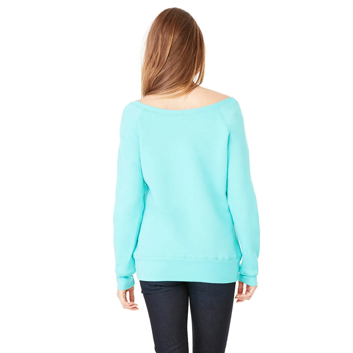 Bella   Canvas Women's Teal Wide Neck Sweatshirt