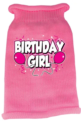 Birthday Girl Screen Print Knit Pet Sweater XL Pink