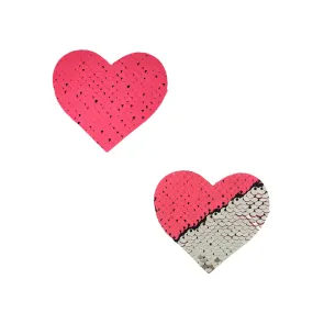 Bitchin' Blacklight NEON Pink & Silver Flip Sequin I Heart U Small Body Stickers 6PK