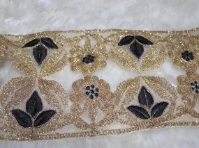 Black Thread and Zari Work Embroidered Border