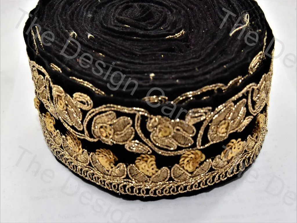 Black Velvet and Golden Flower Design Border