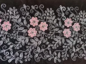 Black Velvet Border With Glitter Dori Work