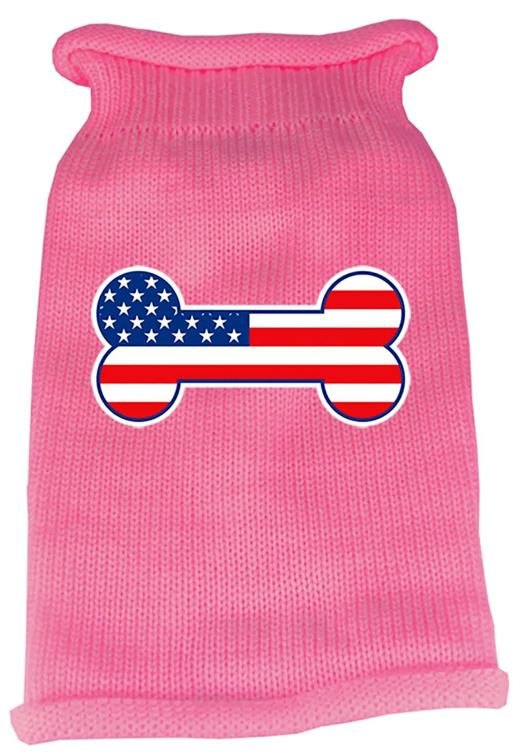 Bone Flag USA Screen Print Knit Pet Sweater LG Pink