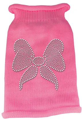 Bow Rhinestone Knit Pet Sweater SM Pink