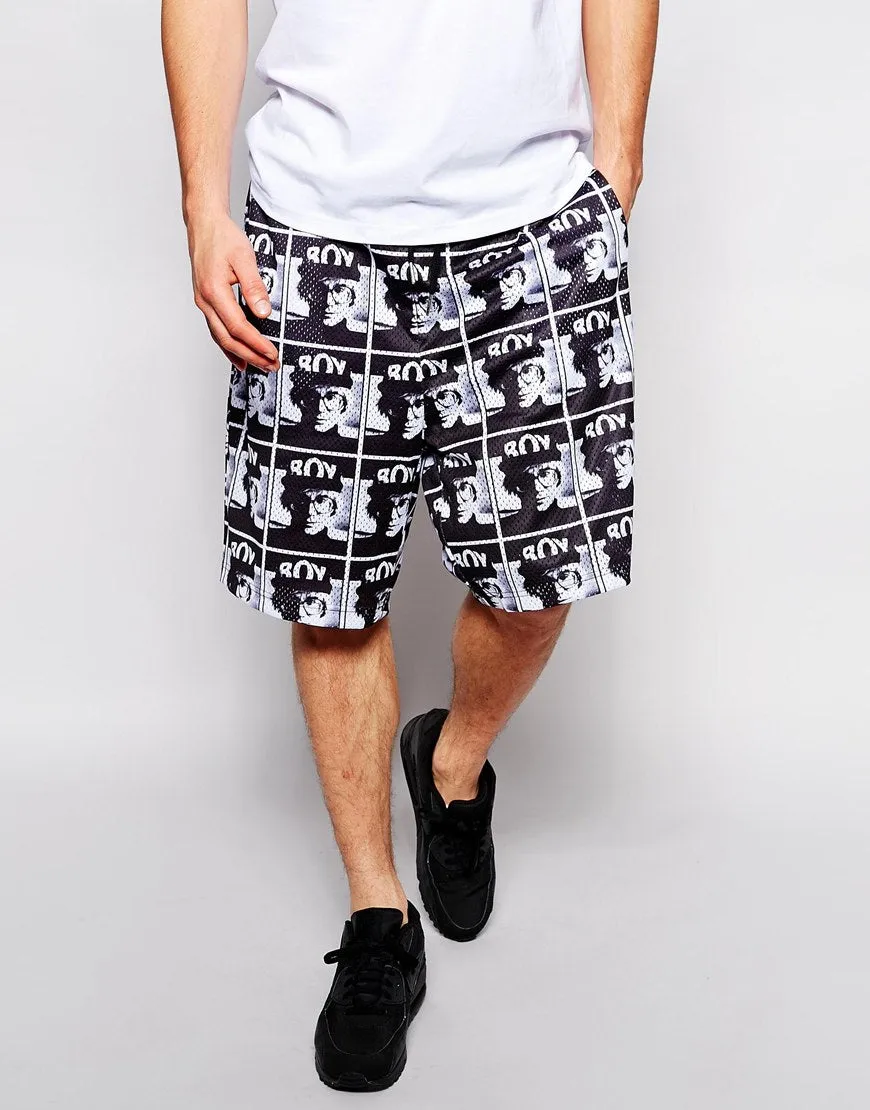 Boy Photo Print Mesh Shorts