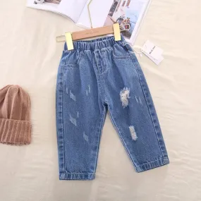 Boys Ripped Solid denim Pants Wholesale Boys Jeans