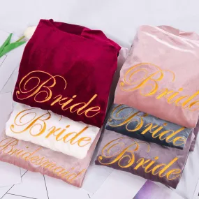 Bridesmaid Gifts Bridesmaid Robes Velvet Robe Embroidered Bridal Party Robes Bride Robe