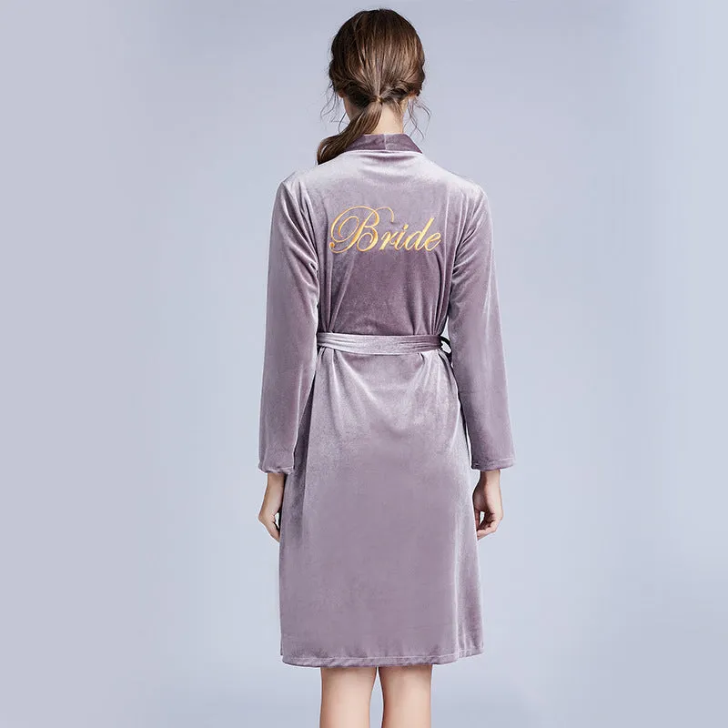 Bridesmaid Gifts Bridesmaid Robes Velvet Robe Embroidered Bridal Party Robes Bride Robe