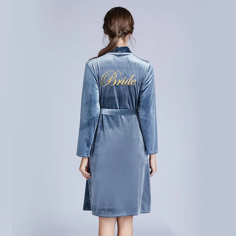 Bridesmaid Gifts Bridesmaid Robes Velvet Robe Embroidered Bridal Party Robes Bride Robe