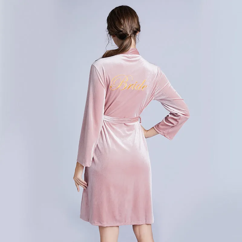 Bridesmaid Gifts Bridesmaid Robes Velvet Robe Embroidered Bridal Party Robes Bride Robe