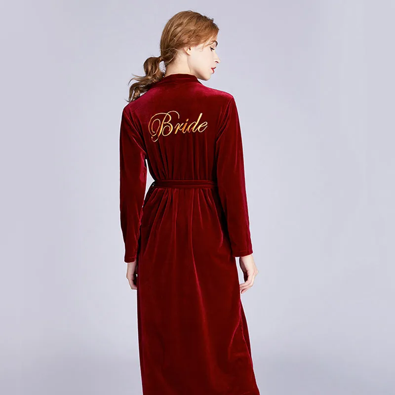 Bridesmaid Gifts Bridesmaid Robes Velvet Robe Embroidered Bridal Party Robes Bride Robe