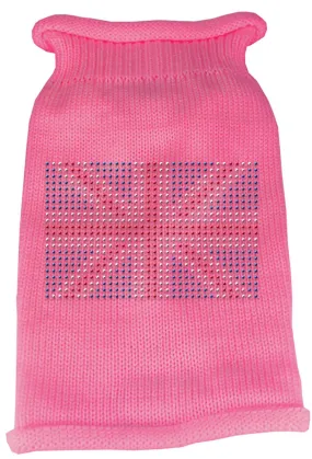British Flag Rhinestone Knit Pet Sweater SM Pink