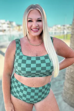 Checkered Swim Bottoms in Green