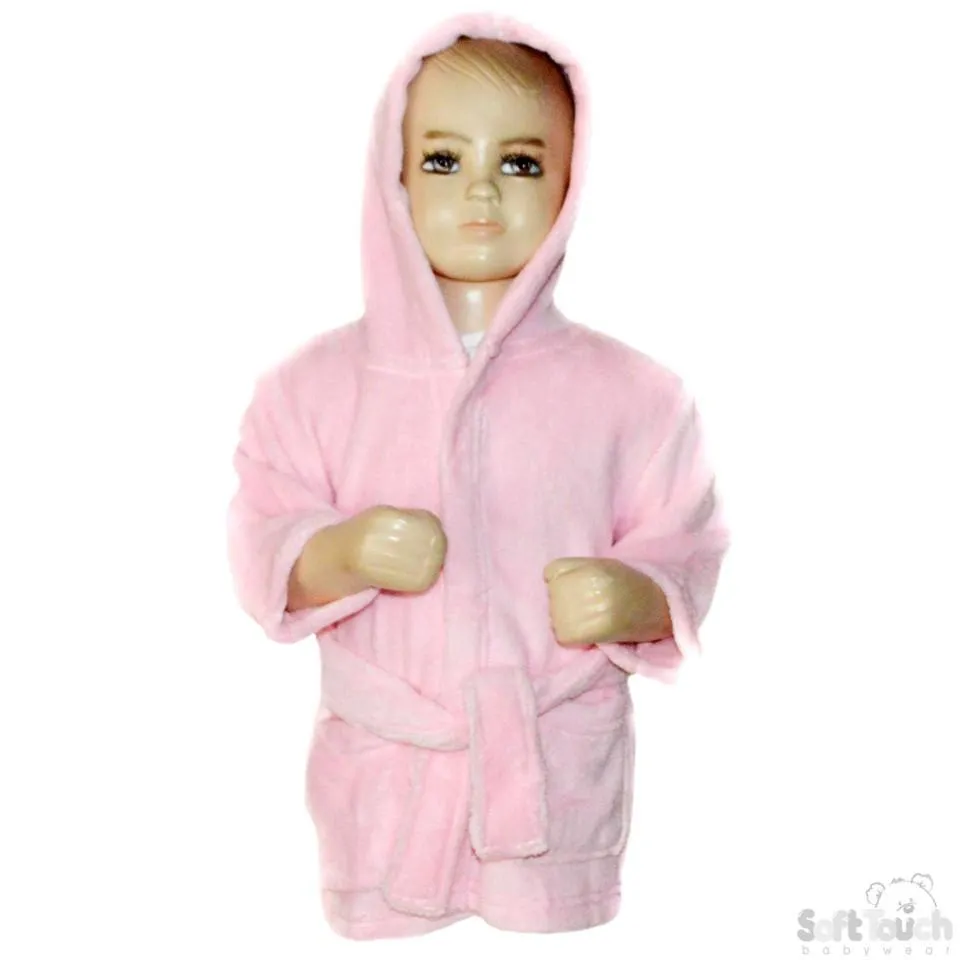 Children's Pink Coral Fleece Hooded Robe - 2/6 Years - FBR17-P