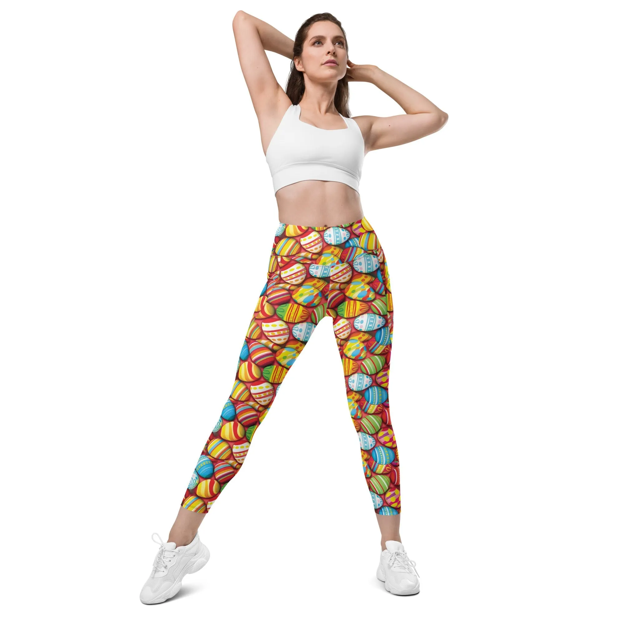 Colorful Easter Eggs Leggings With Pockets