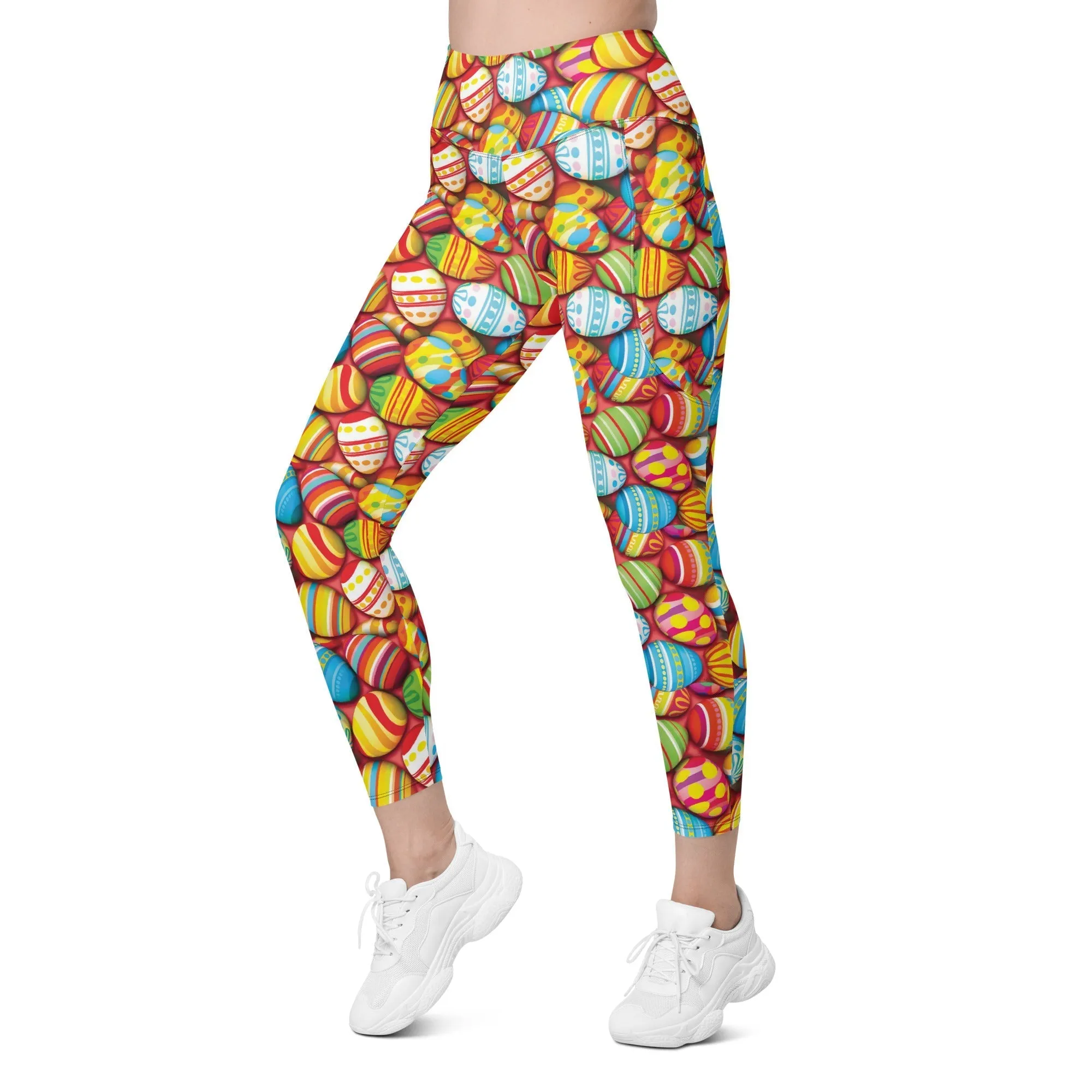 Colorful Easter Eggs Leggings With Pockets