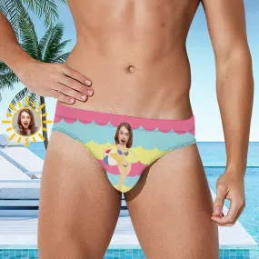 Custom Face Men's Swimming Trunks Personalised Beach Surfing Triangle Swim Briefs