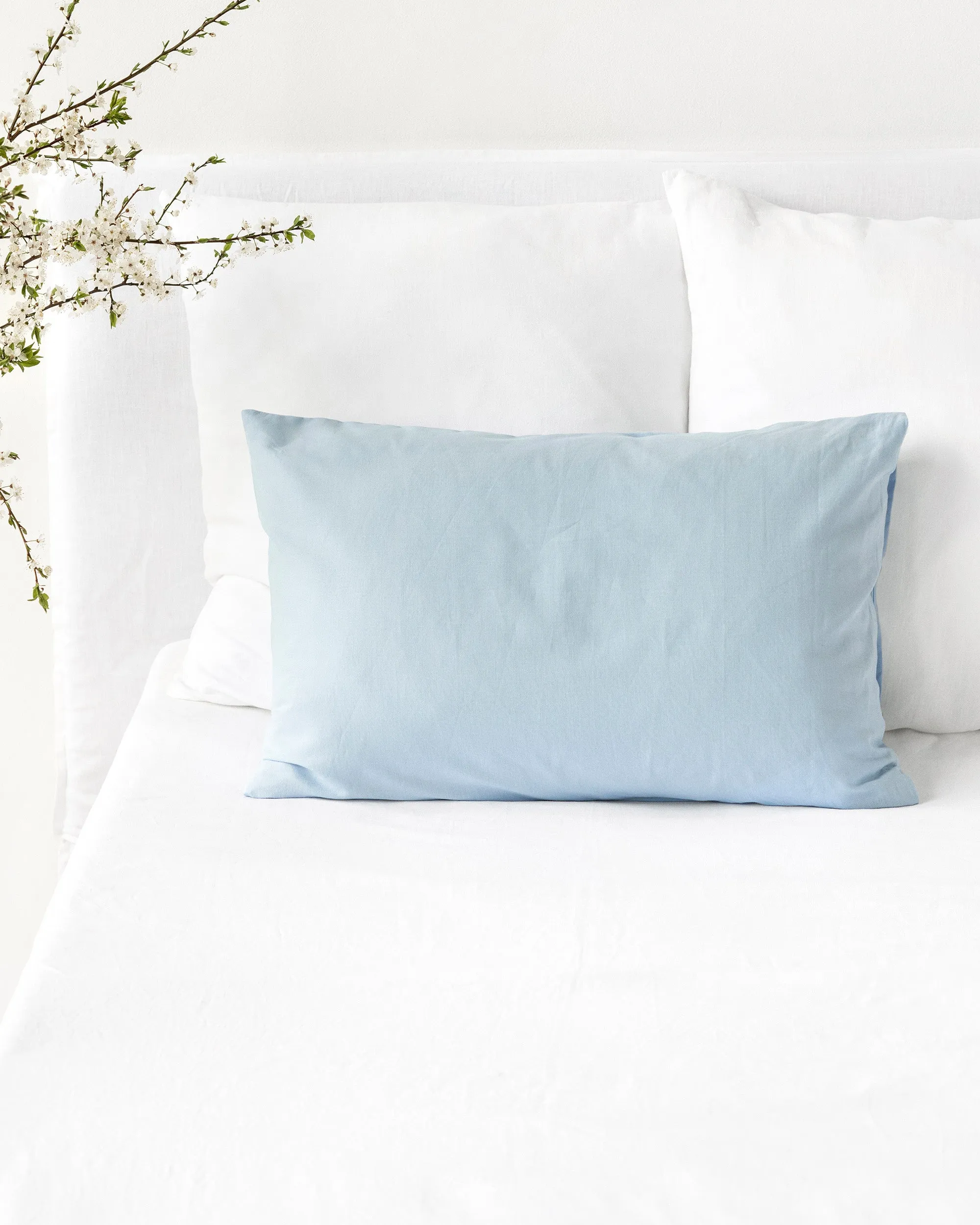 Custom size (inch) linen-cotton pillowcase in Sky blue