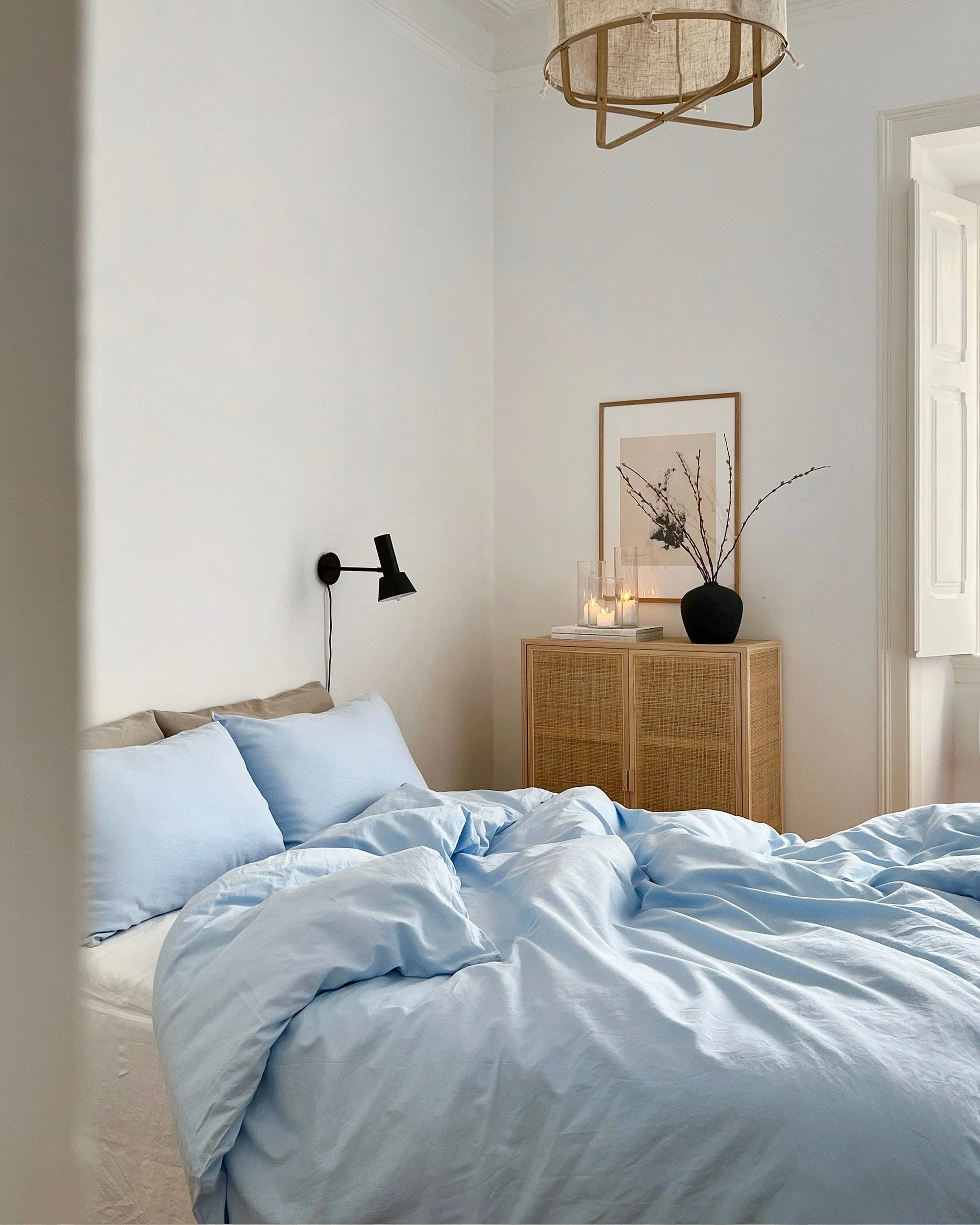 Custom size (inch) linen-cotton pillowcase in Sky blue