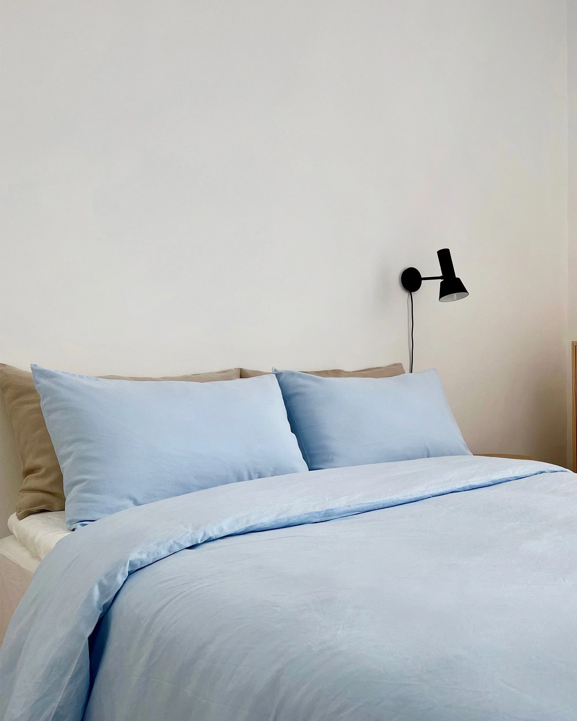 Custom size (inch) linen-cotton pillowcase in Sky blue
