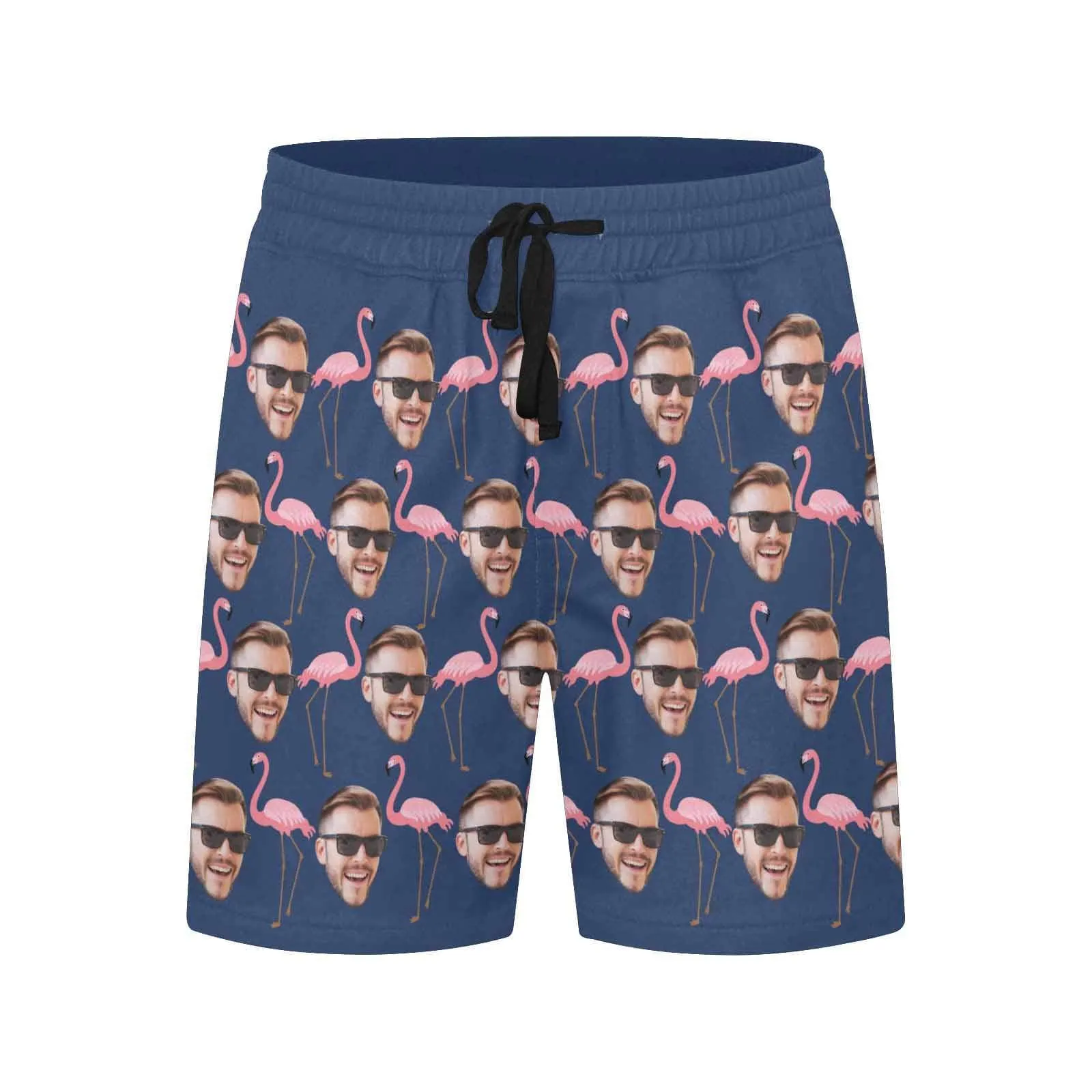 Custom Swimming Trunks Personalized Face Flamingo Men's Quick Dry Swim Shorts for Holiday