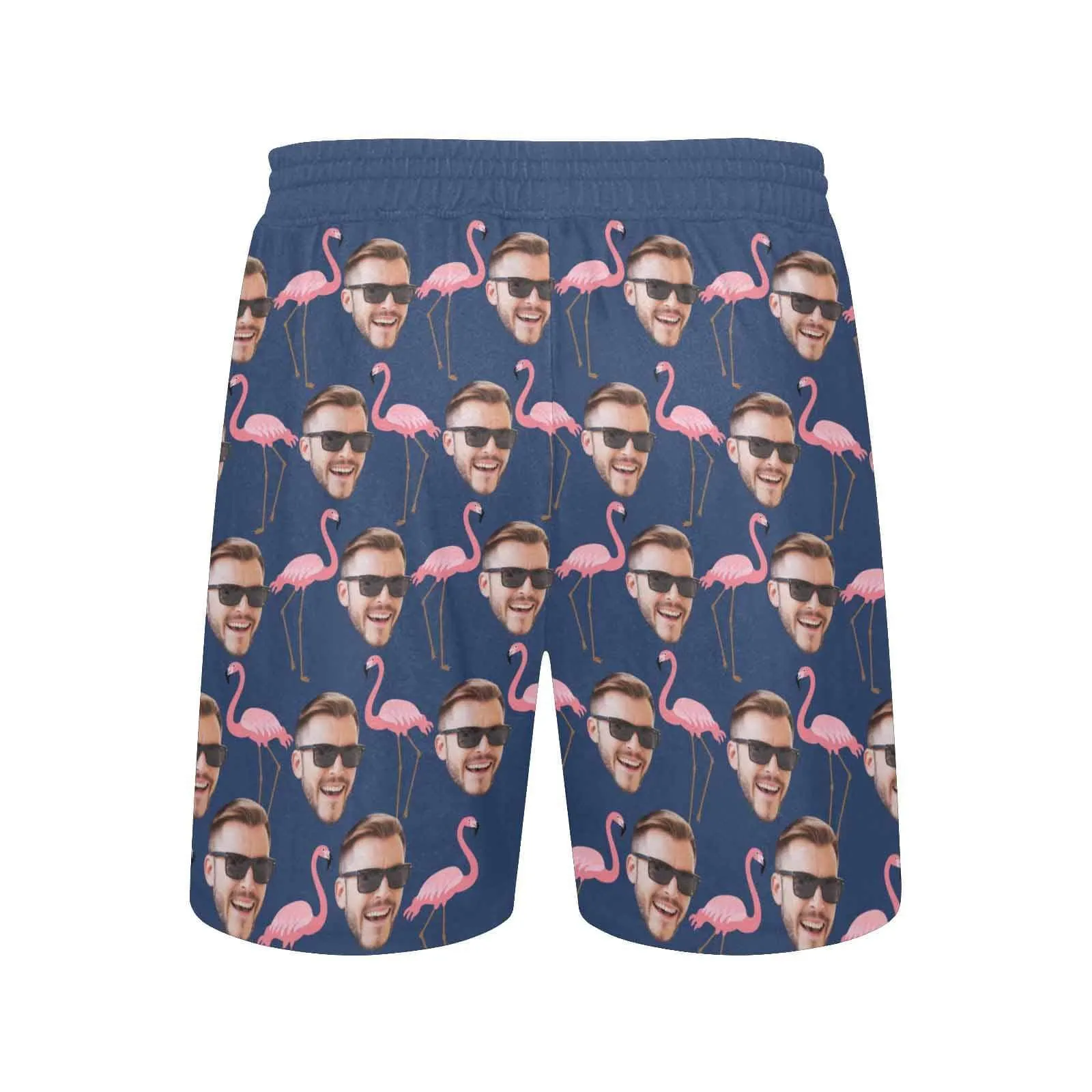 Custom Swimming Trunks Personalized Face Flamingo Men's Quick Dry Swim Shorts for Holiday