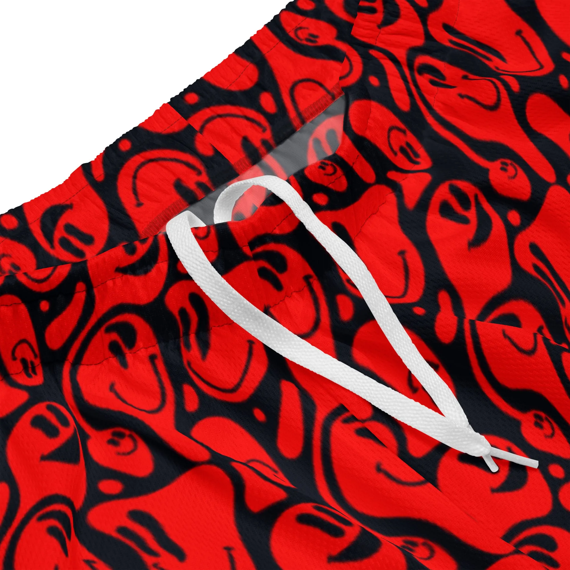 Distorted Smile Red Unisex mesh shorts