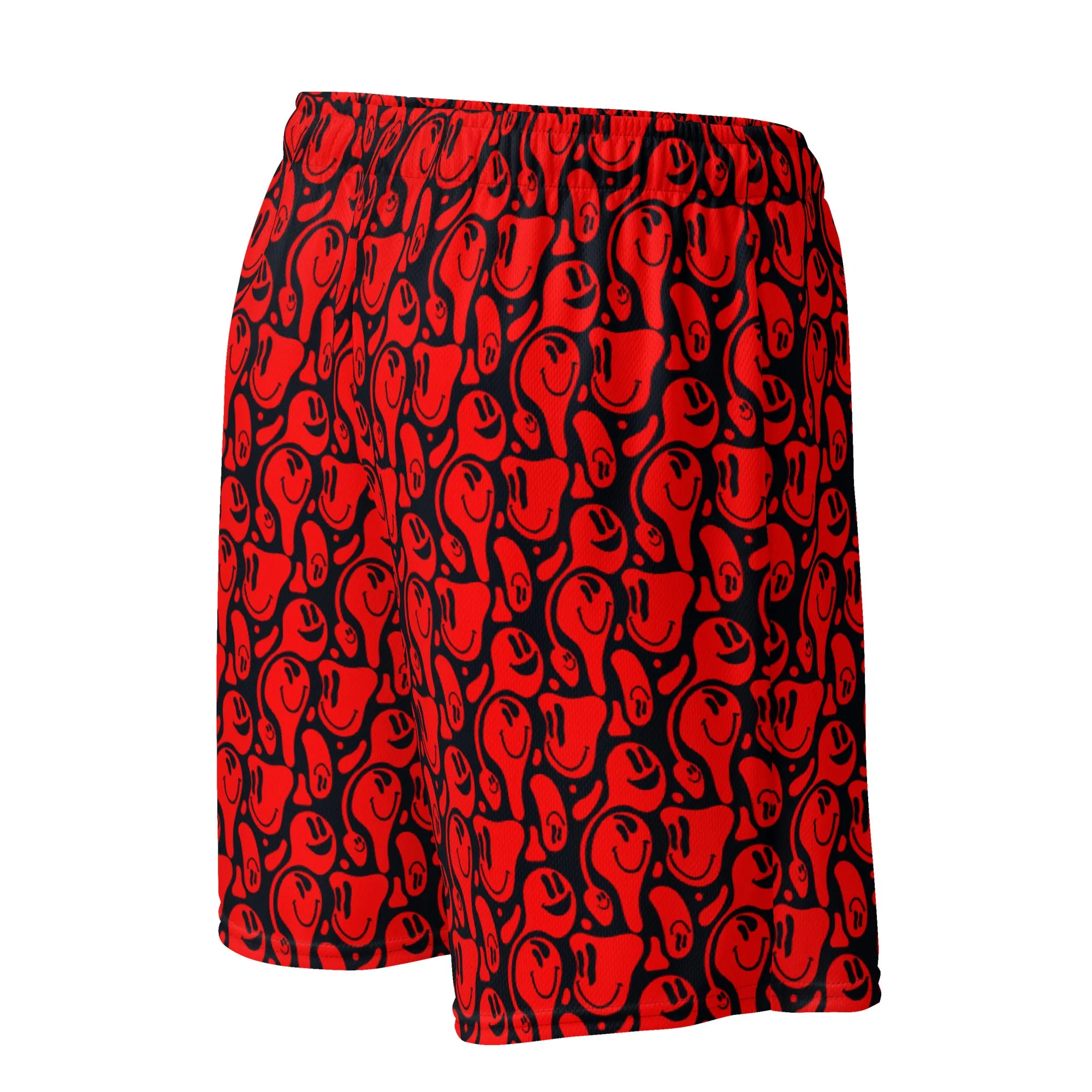 Distorted Smile Red Unisex mesh shorts