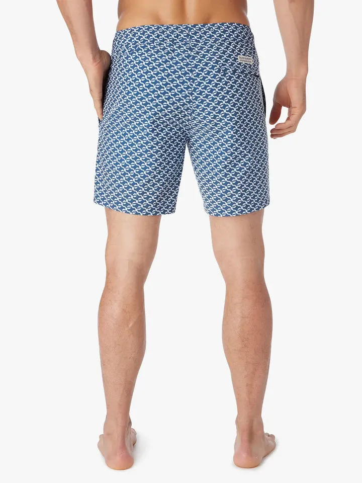 Fair Harbor Men's The Bayberry Swim Trunk Boardshorts - Navy Geo