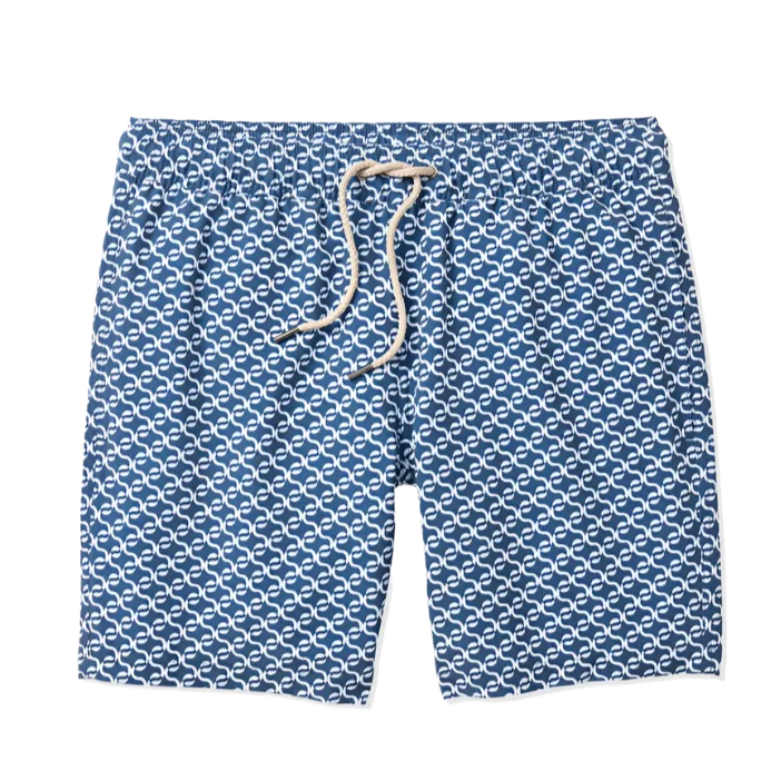 Fair Harbor Men's The Bayberry Swim Trunk Boardshorts - Navy Geo